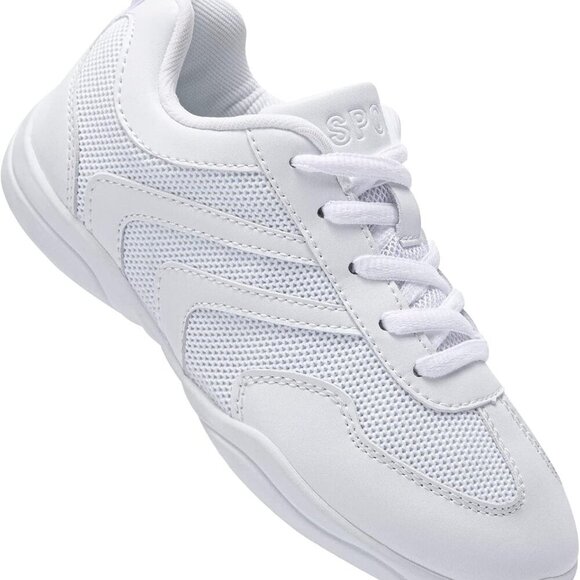 Women Girls Cheer Shoes Breathable Rubber Sole Lace-Up Athletic Flats - Picture 1 of 5